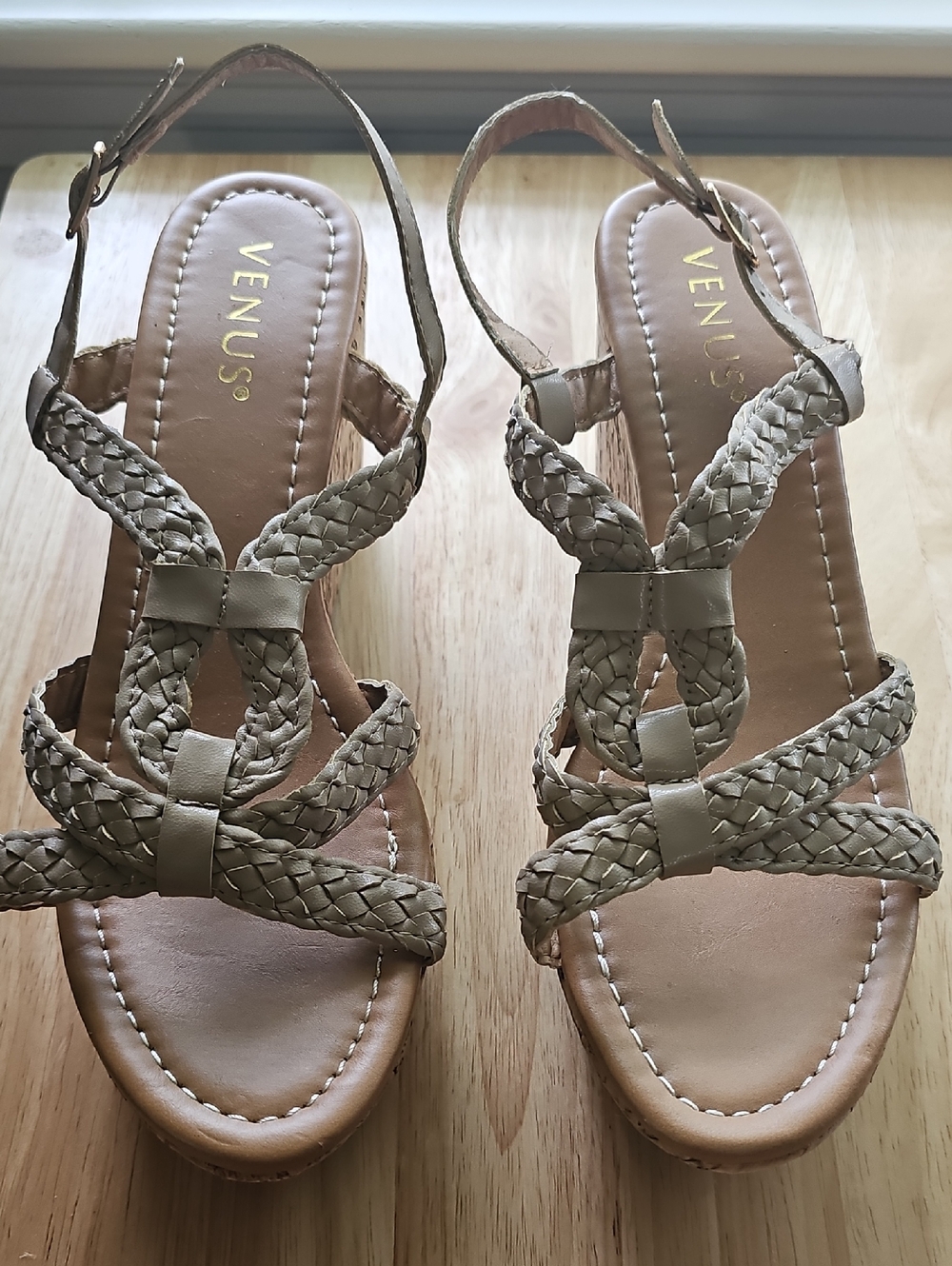 VENUS Braided Strappy Sandal in Taupe